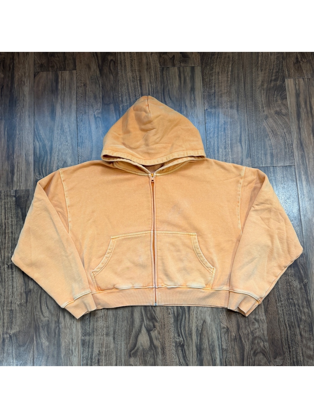 TNA Aritzia Cozy Fleece Boyfriend Full Zip Hoodie L Faded Orange Sweatshirt
